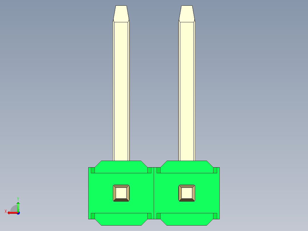 彩色公排针 100mil 2.54mm 系列-DS1022_green_02p_100mil_TypeU_rev1.0后视图