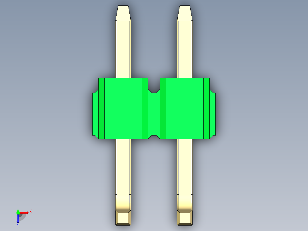 彩色公排针 100mil 2.54mm 系列-DS1022_green_02p_100mil_TypeU_rev1.0俯视图