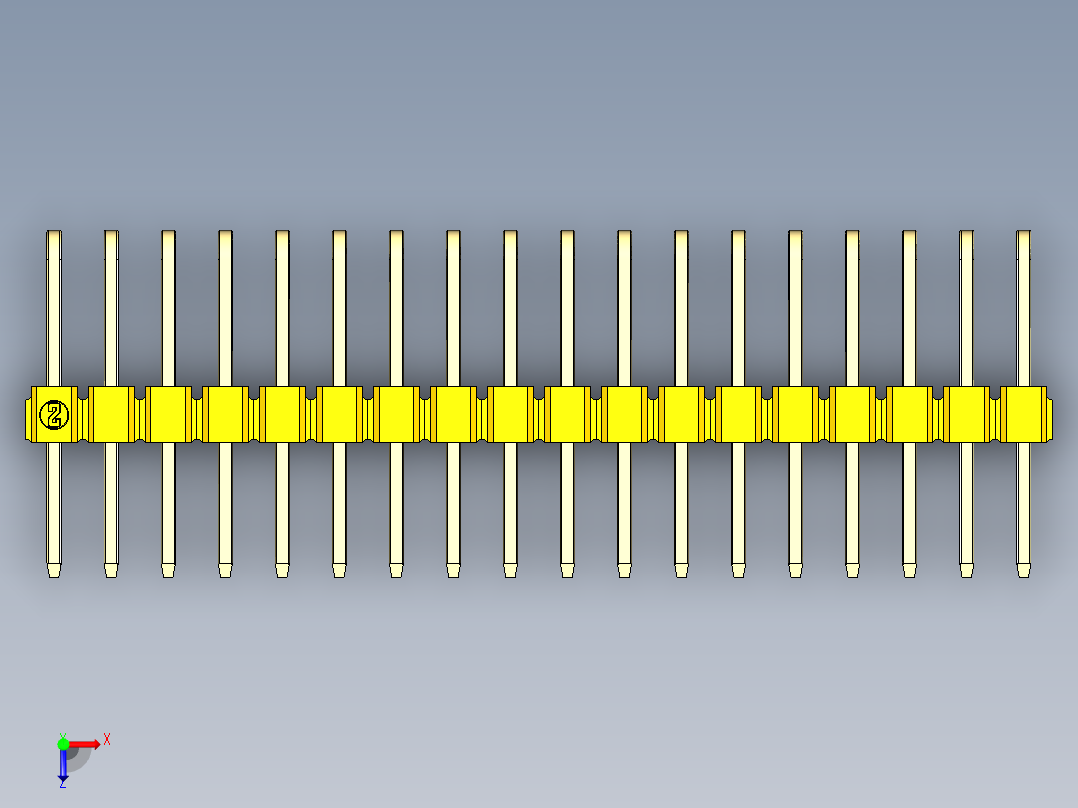 彩色公排针 100mil 2.54mm 系列-DS1022_yellow_3x18p_100mil_TypeD_rev1.0俯视图