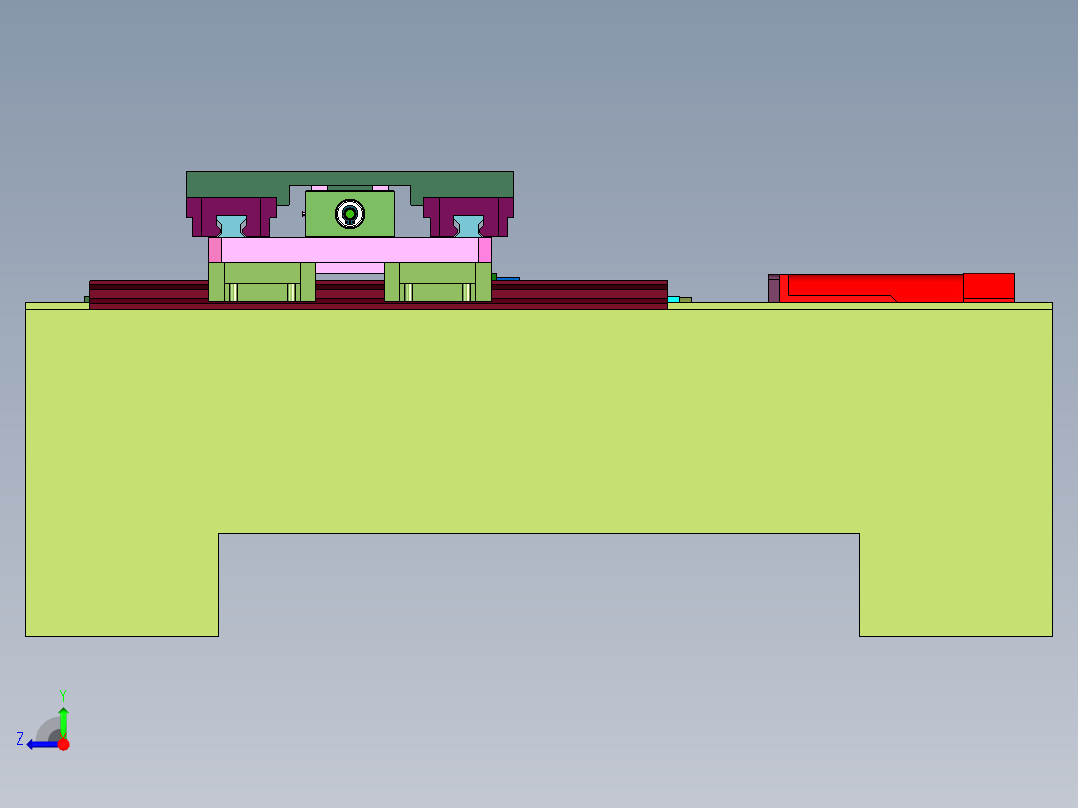 车床数控运动平台右视图