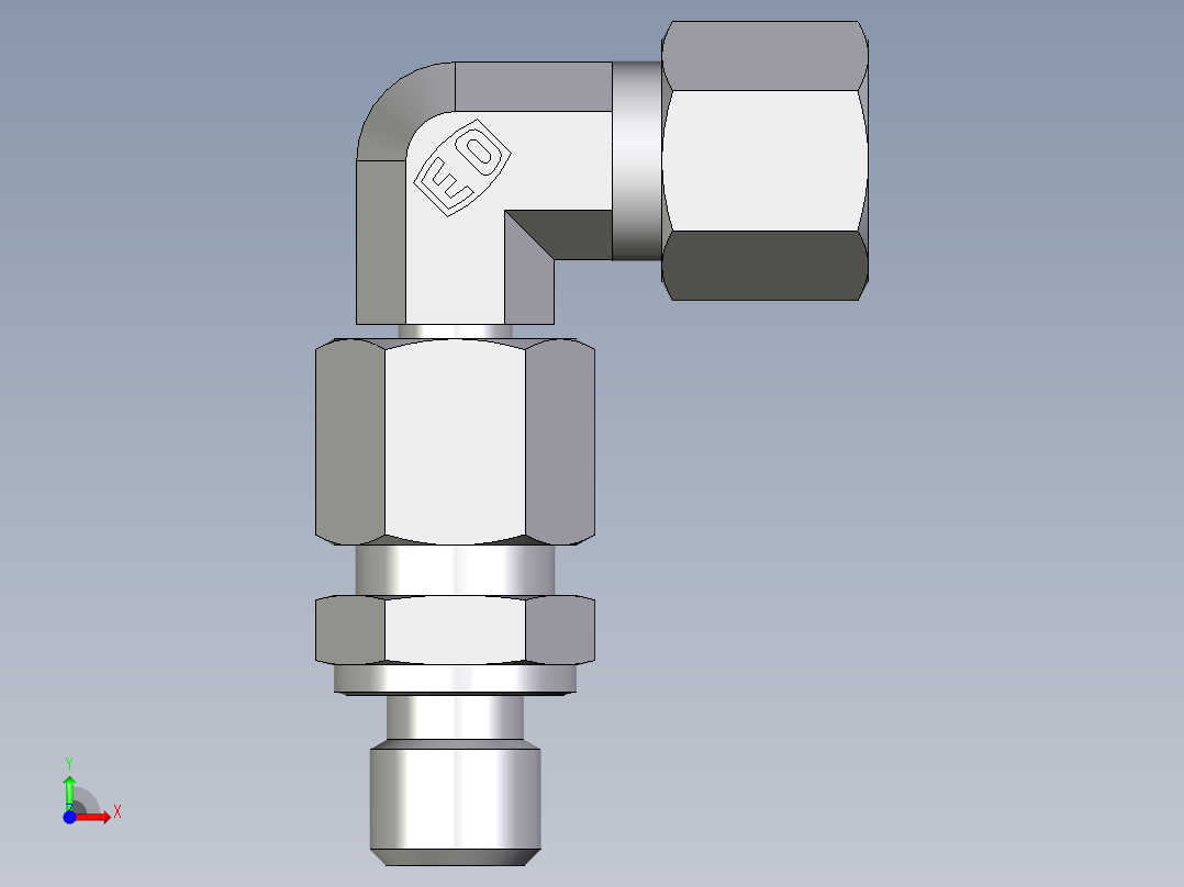 卡套式工业通用硬管接头EO_Assembled_adjustable_standpipe_elbow_EVW08LM71前视图
