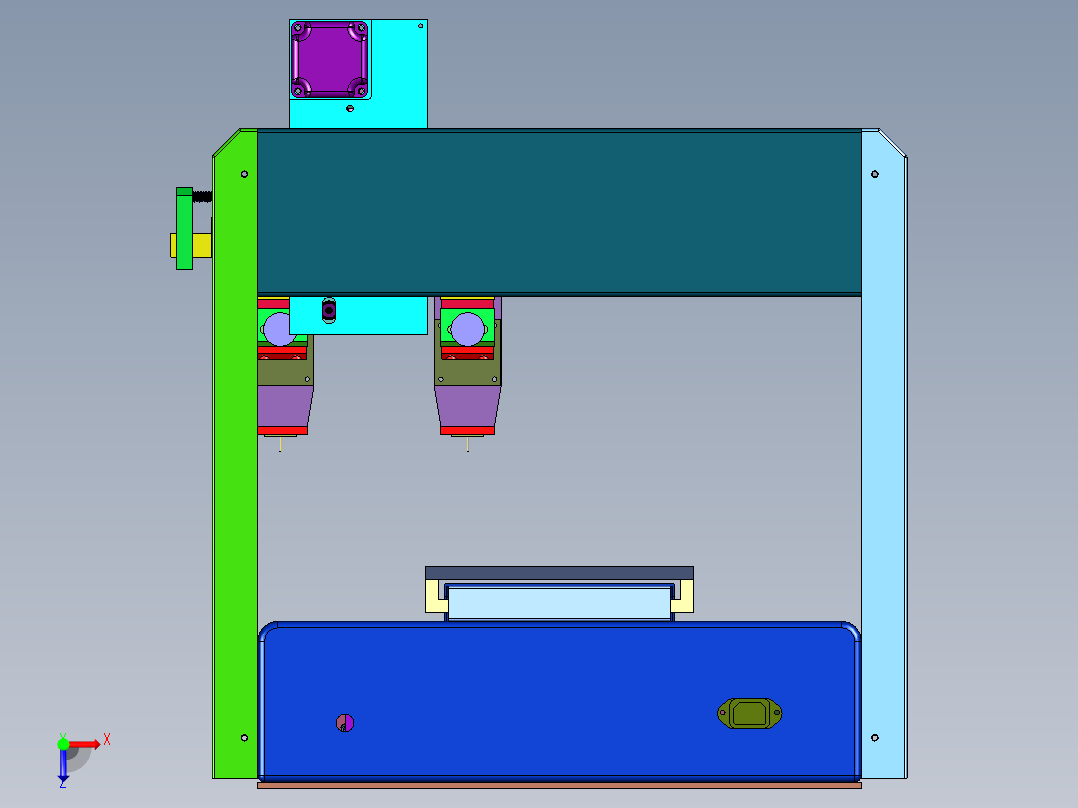 双针筒自动点胶机俯视图
