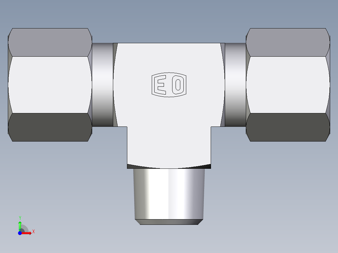 卡套式工业通用硬管接头EO_Male_stud_run_tee_TE08LLRCF前视图