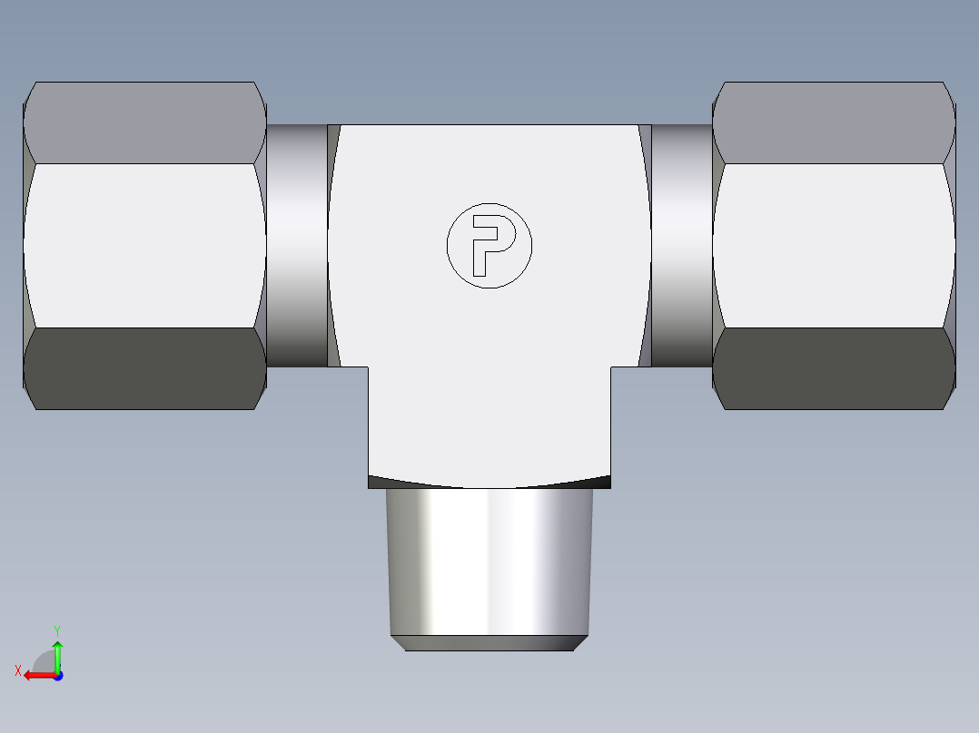 卡套式工业通用硬管接头EO_Male_stud_run_tee_TE08LLRCF后视图