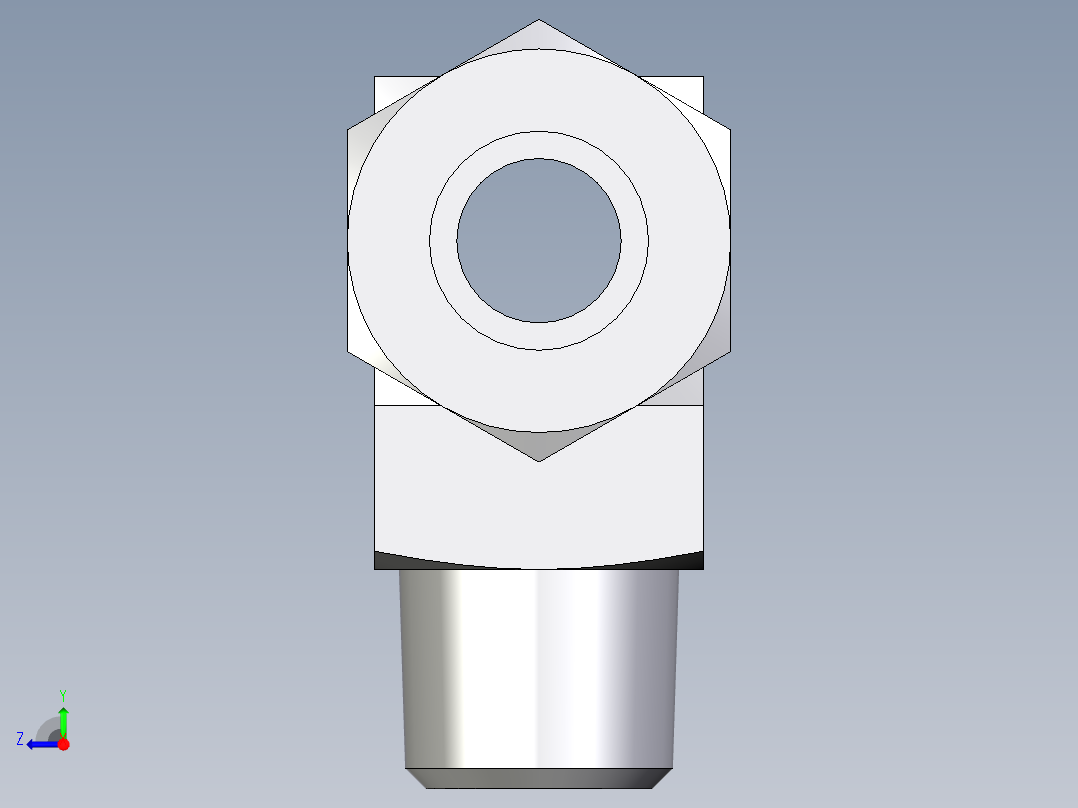 卡套式工业通用硬管接头EO_Male_stud_run_tee_TE08LLRCF右视图