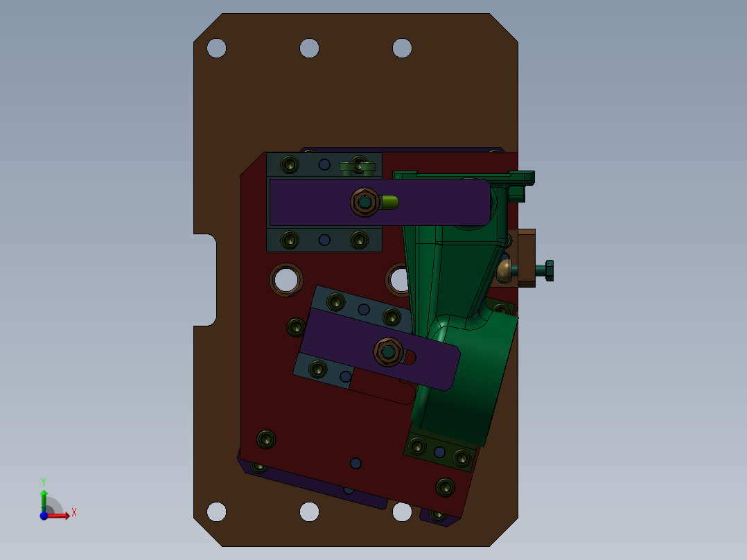 液压夹具Solidworks设计附STP格式前视图