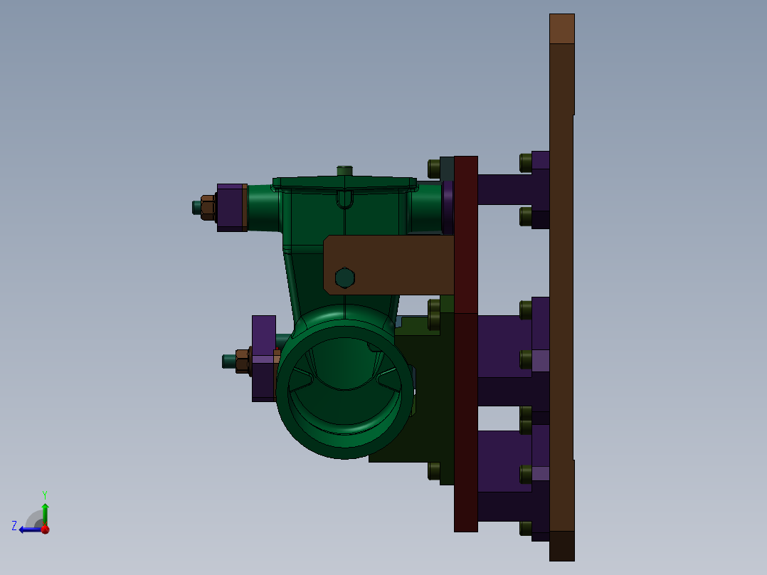 液压夹具Solidworks设计附STP格式右视图