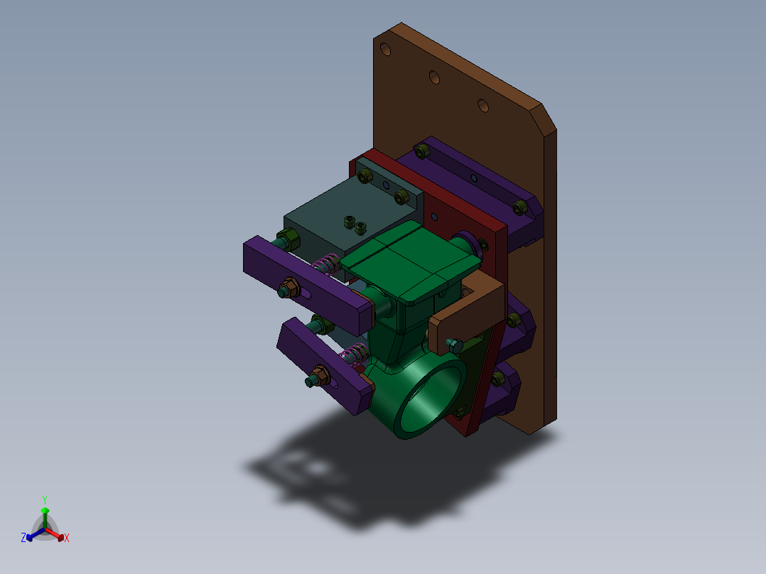液压夹具Solidworks设计附STP格式正等轴测图