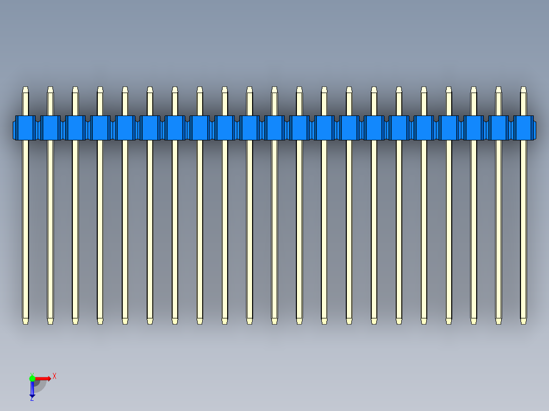 彩色公头100mil（2.54mm）系列-DS1021_blue_2x21p_100mil_Type19_rev1.0俯视图
