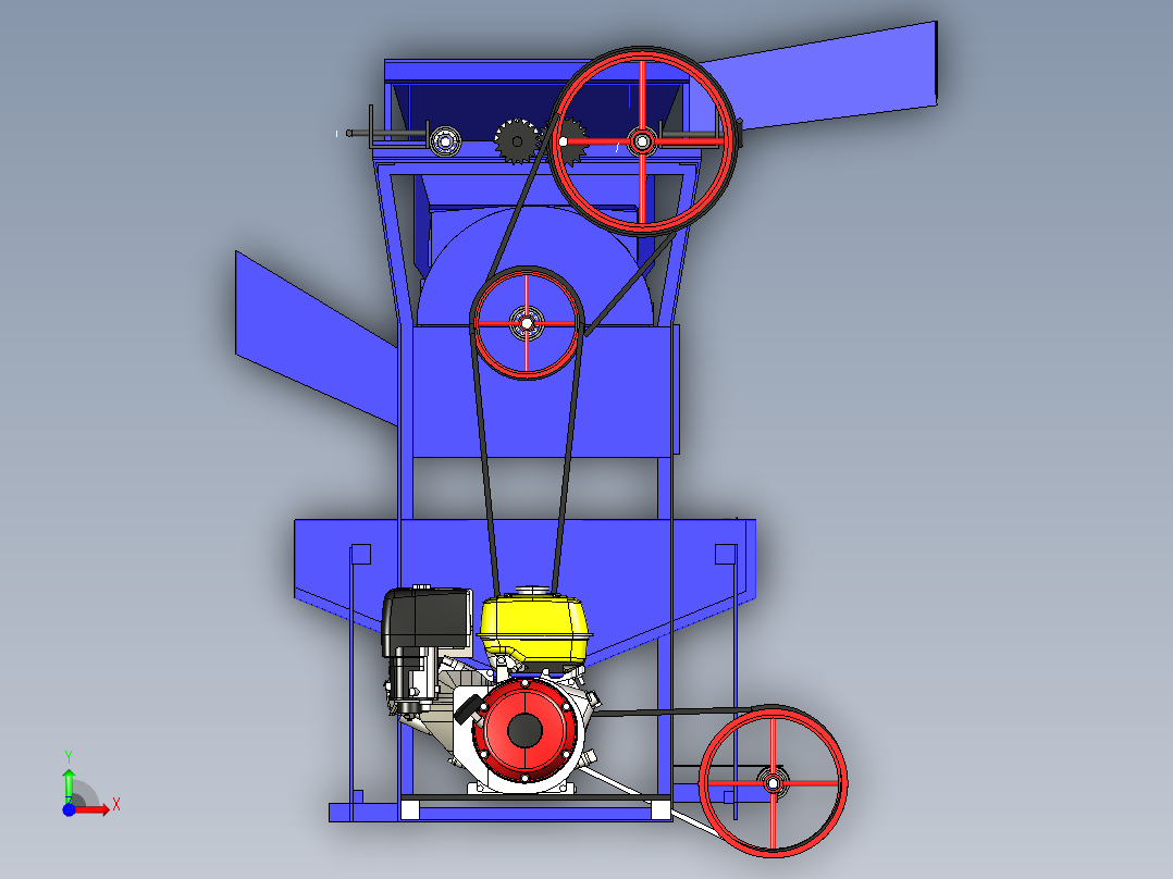 玉米脱粒机和脱粒机-IGES前视图