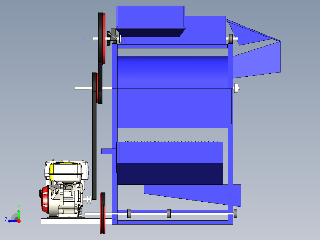 玉米脱粒机和脱粒机-IGES右视图