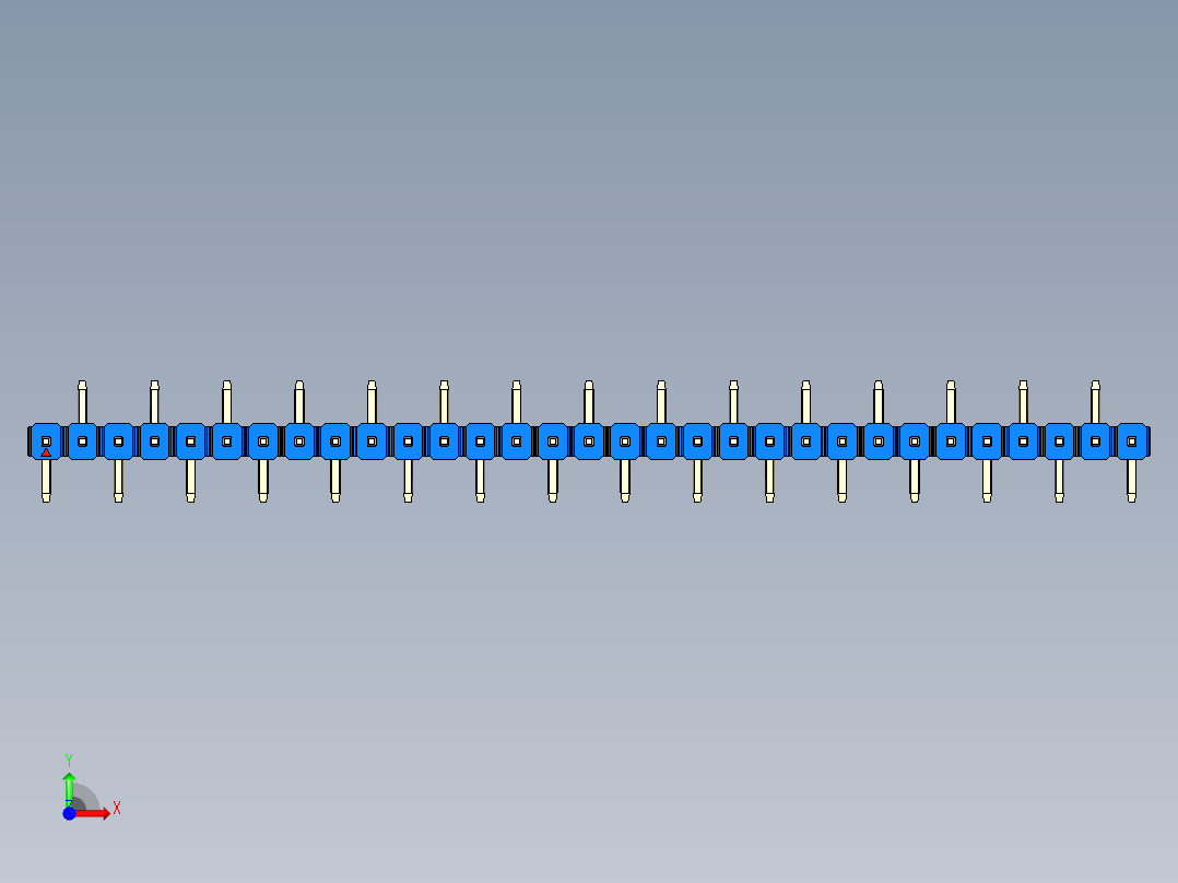 彩色公排针 100mil 2.54mm 系列-DS1022_blue_31p_100mil_Type_SMT_R2_rev1.0前视图