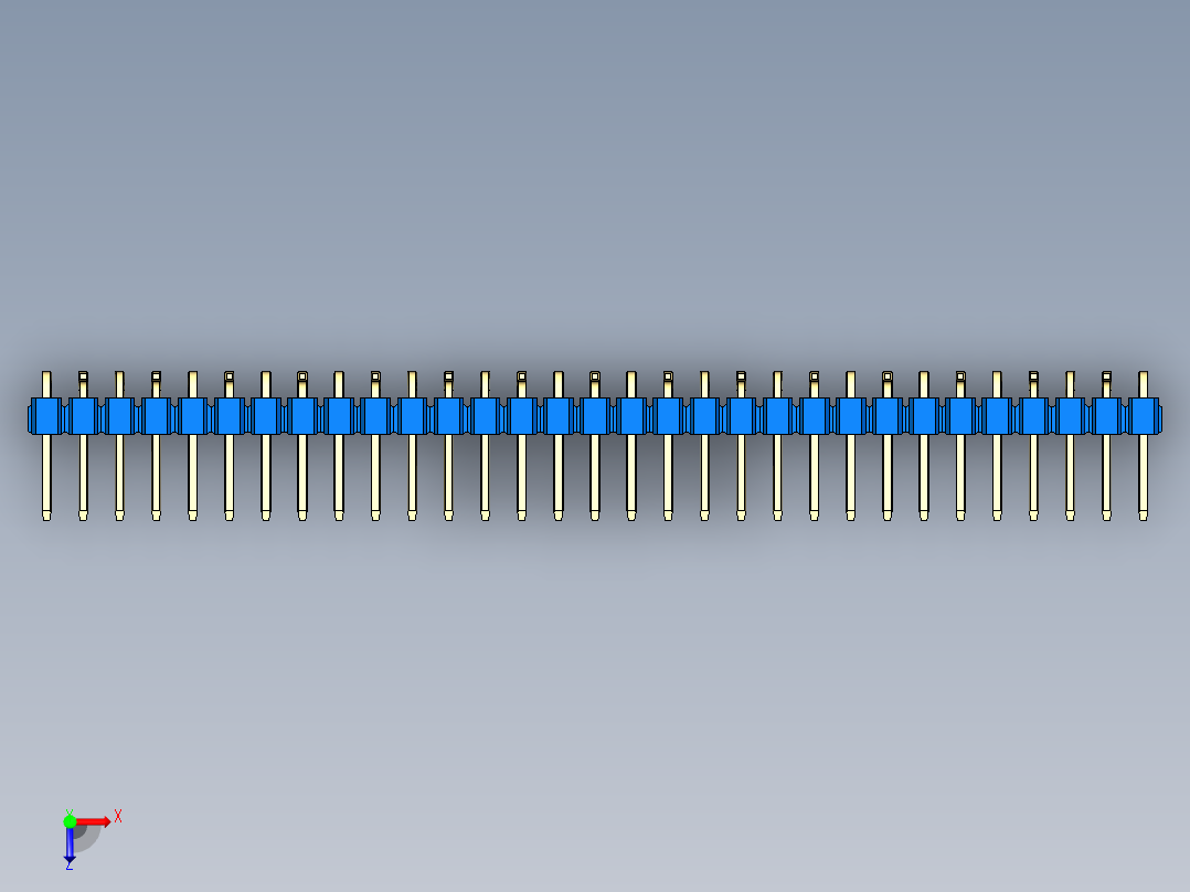 彩色公排针 100mil 2.54mm 系列-DS1022_blue_31p_100mil_Type_SMT_R2_rev1.0俯视图