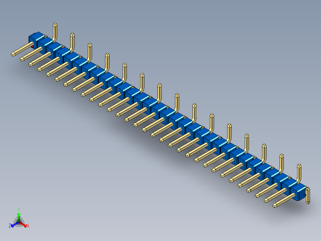 彩色公排针 100mil 2.54mm 系列-DS1022_blue_31p_100mil_Type_SMT_R2_rev1.0正等轴测图
