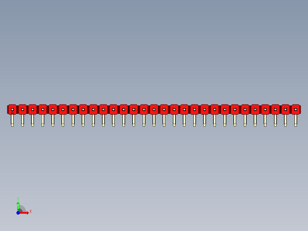 彩色公排针 100mil 2.54mm 系列-DS1022_red_1x29p_100mil_TypeD_rev1.0前视图