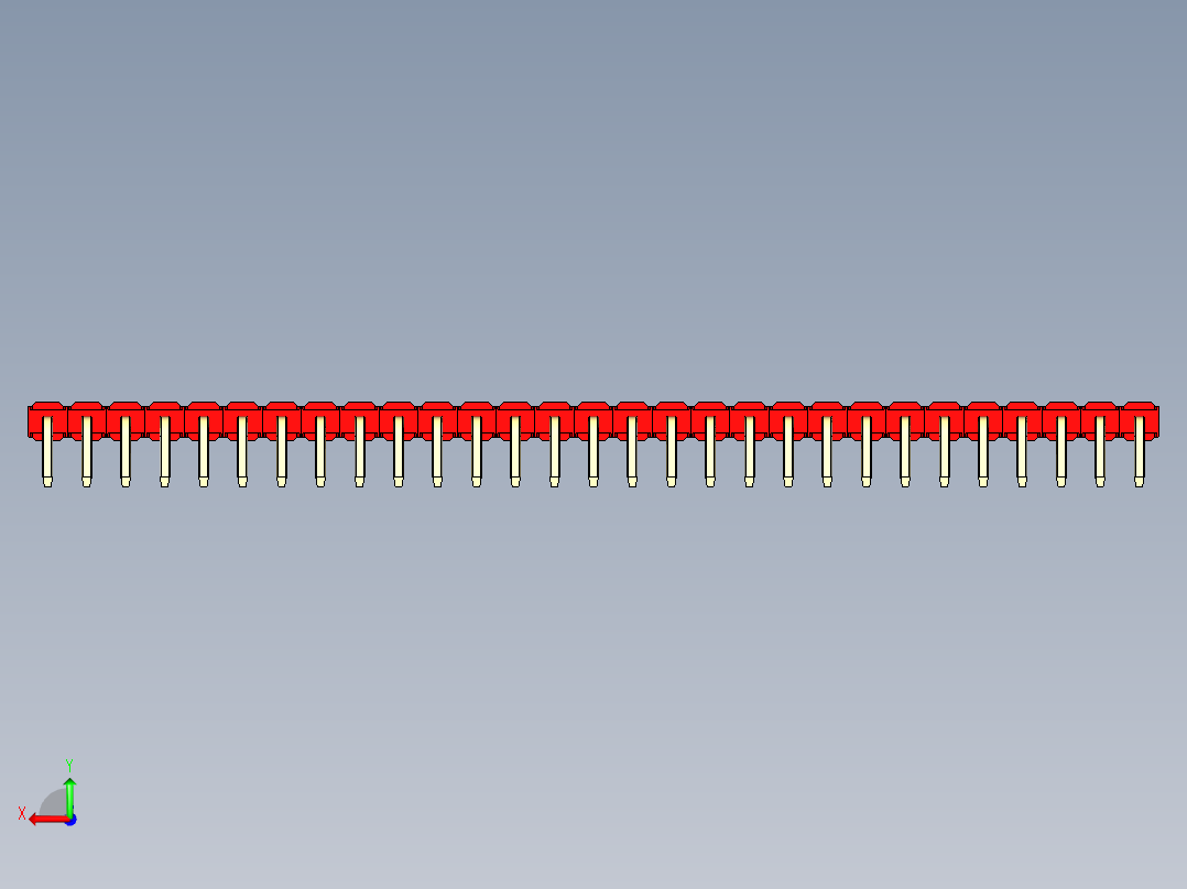 彩色公排针 100mil 2.54mm 系列-DS1022_red_1x29p_100mil_TypeD_rev1.0后视图