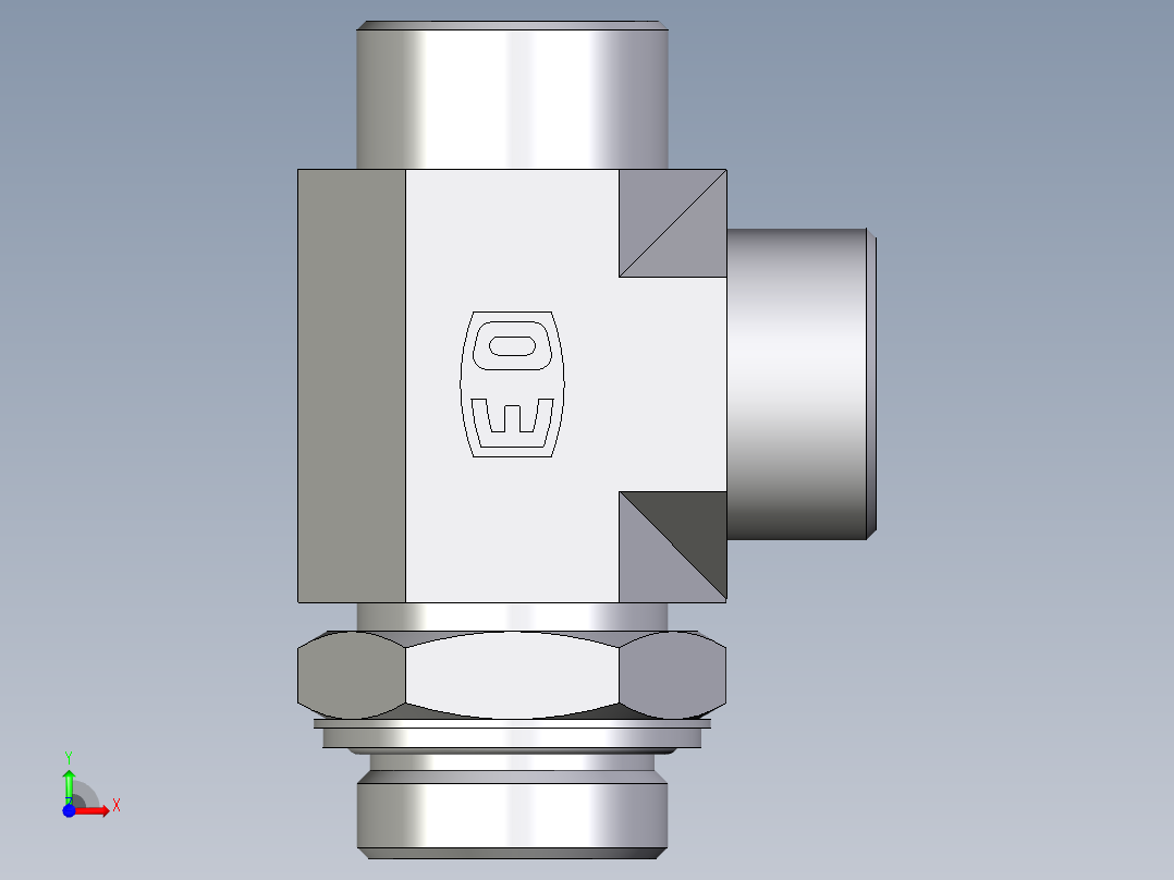 卡套式工业通用硬管接头EO_Adjustable_locknut_run_tee_LEE30SROMDCF前视图