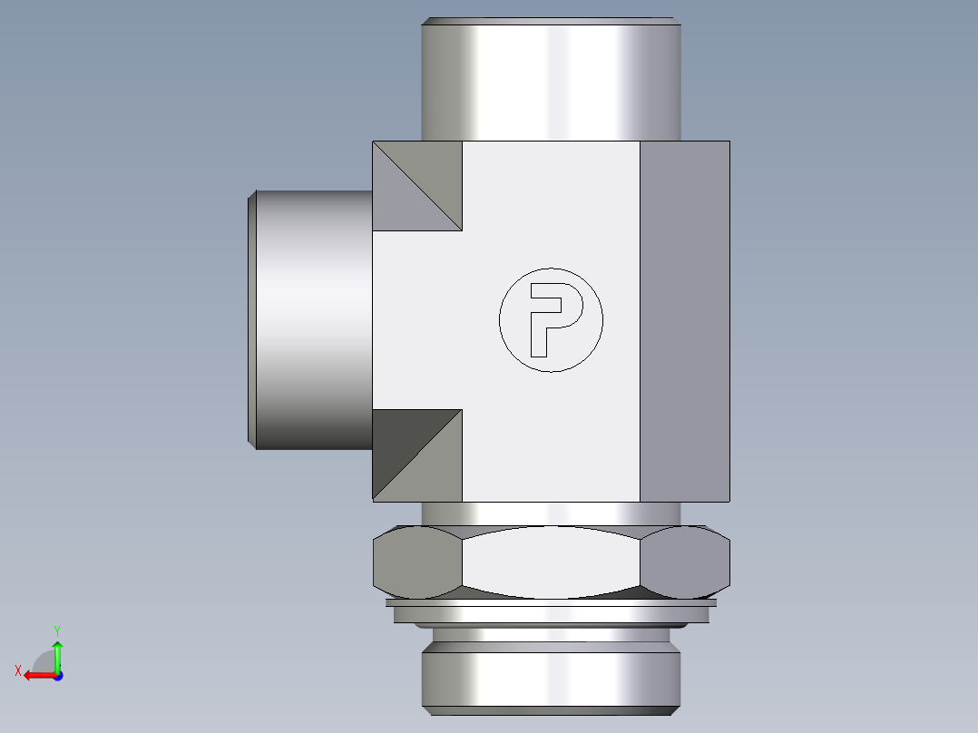 卡套式工业通用硬管接头EO_Adjustable_locknut_run_tee_LEE30SROMDCF后视图