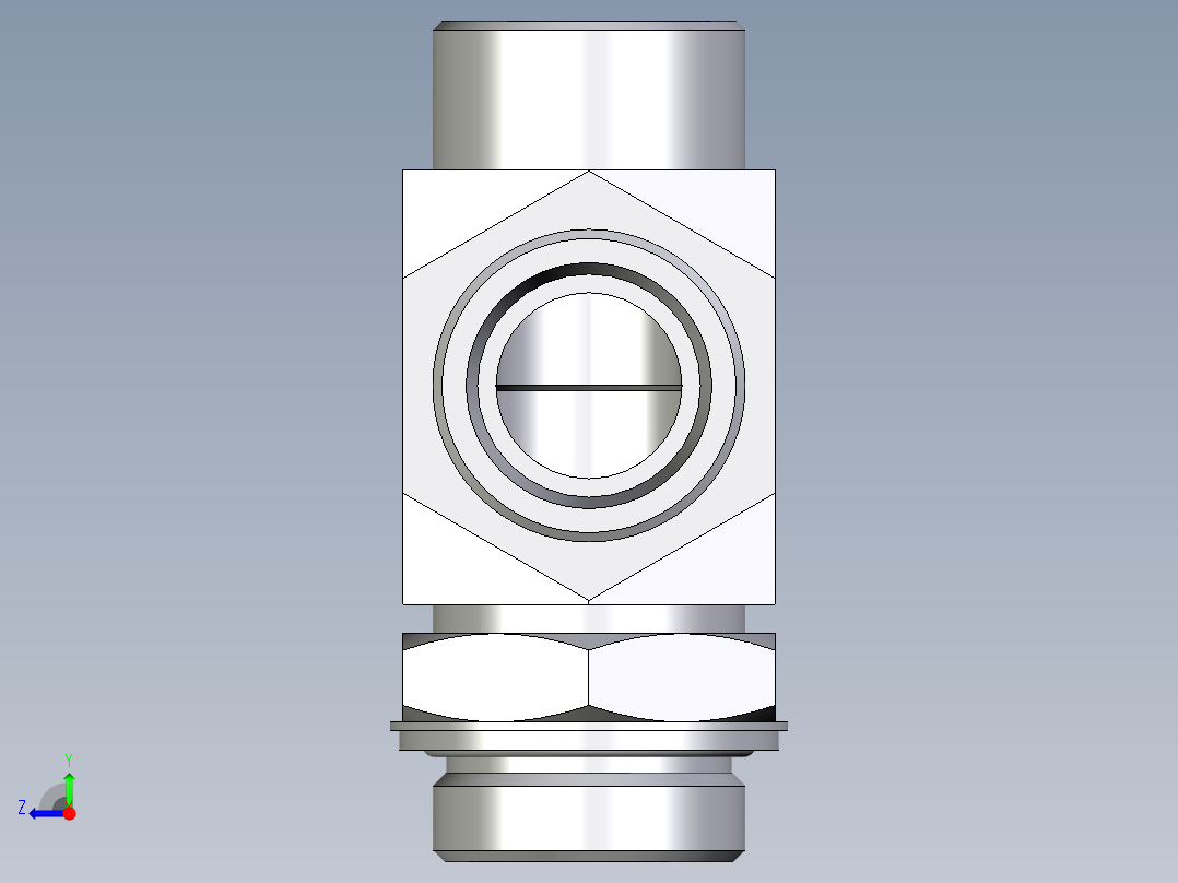 卡套式工业通用硬管接头EO_Adjustable_locknut_run_tee_LEE30SROMDCF右视图