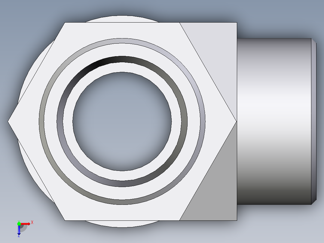 卡套式工业通用硬管接头EO_Adjustable_locknut_run_tee_LEE30SROMDCF俯视图