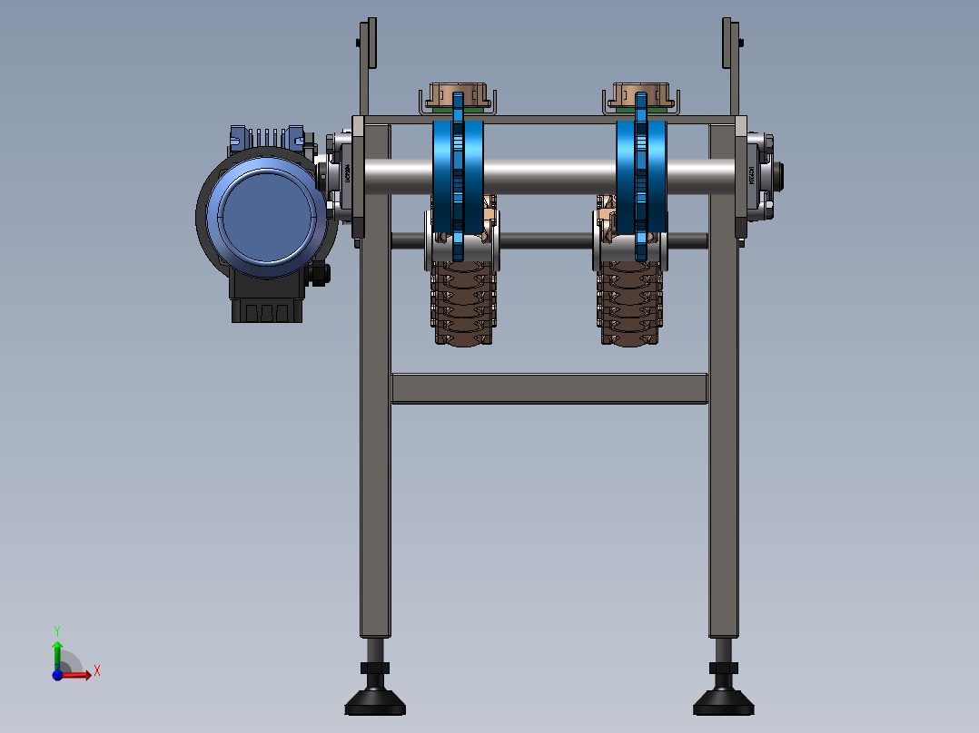 双排链条传送带3D图纸 非标自动化设备3D图纸3D模型前视图