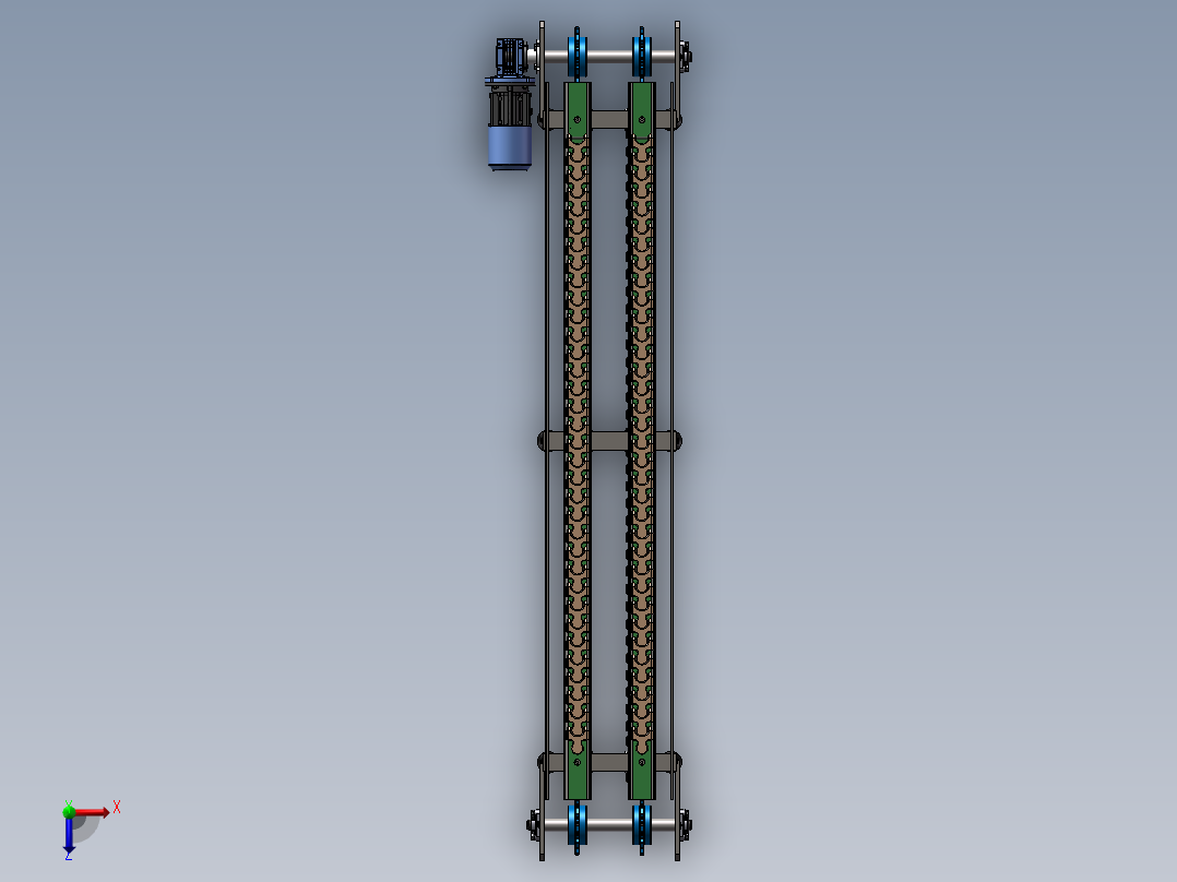双排链条传送带3D图纸 非标自动化设备3D图纸3D模型俯视图