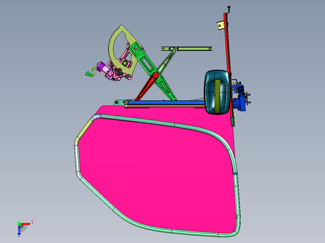 车玻璃自动升降器俯视图