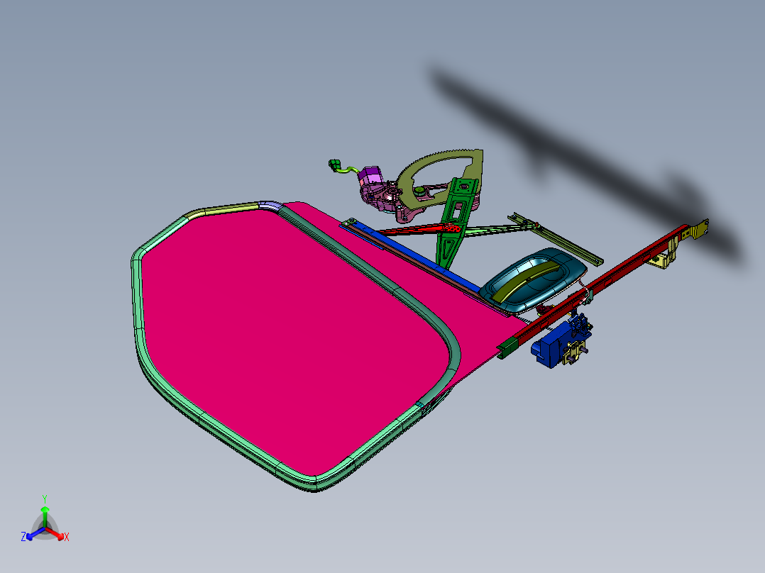 车玻璃自动升降器正等轴测图