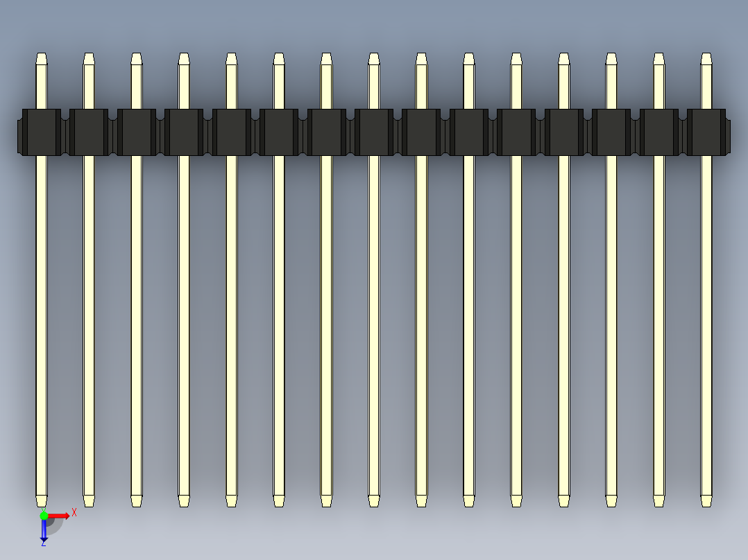 彩色公头100mil（2.54mm）系列-DS1021_black_1x15p_100mil_Type19_rev1.0俯视图