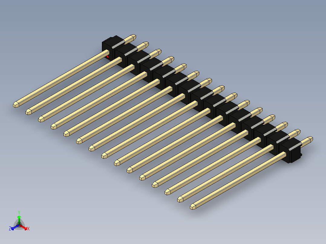 彩色公头100mil（2.54mm）系列-DS1021_black_1x15p_100mil_Type19_rev1.0正等轴测图
