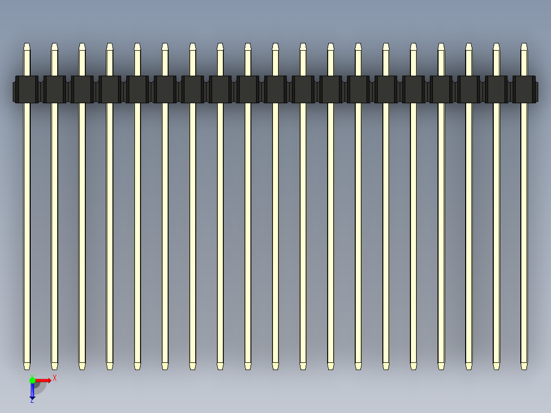 彩色公头100mil（2.54mm）系列-DS1021_black_1x19p_100mil_Type43_rev1.0俯视图