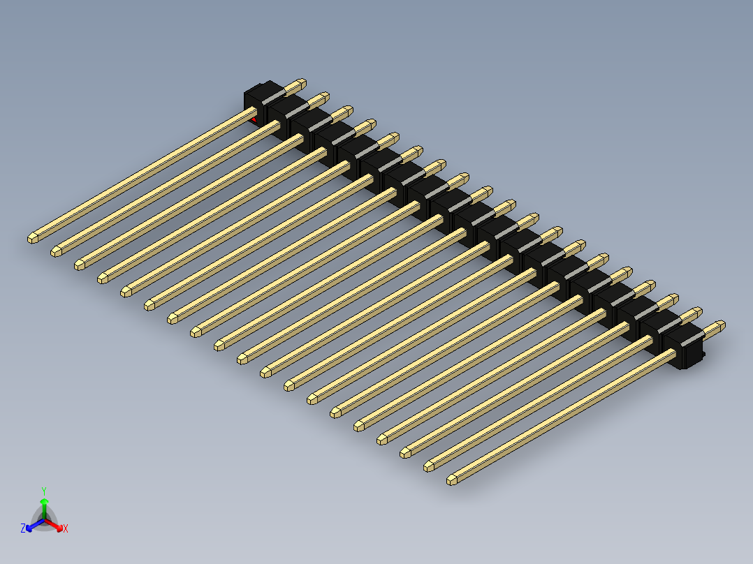 彩色公头100mil（2.54mm）系列-DS1021_black_1x19p_100mil_Type43_rev1.0正等轴测图