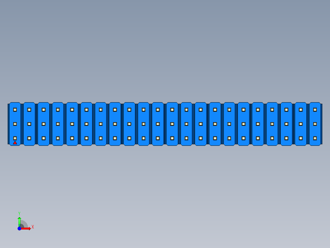 彩色公头100mil（2.54mm）系列-DS1021_blue_3x22p_100mil_Type43_rev1.0前视图