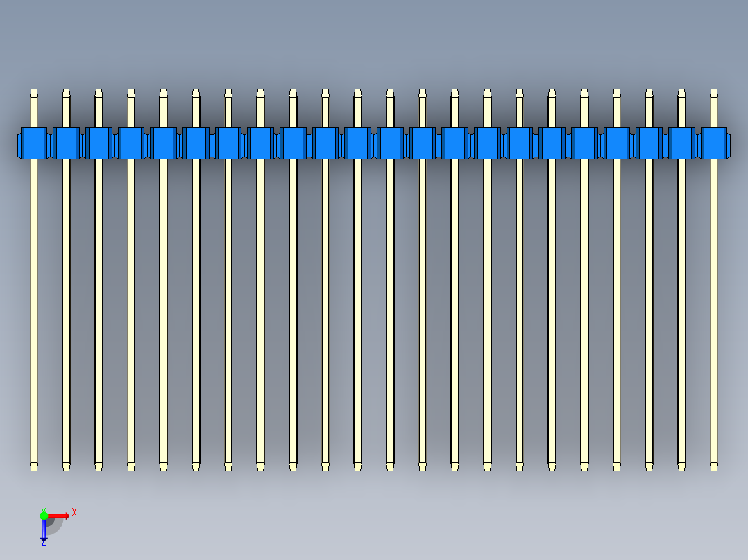 彩色公头100mil（2.54mm）系列-DS1021_blue_3x22p_100mil_Type43_rev1.0俯视图
