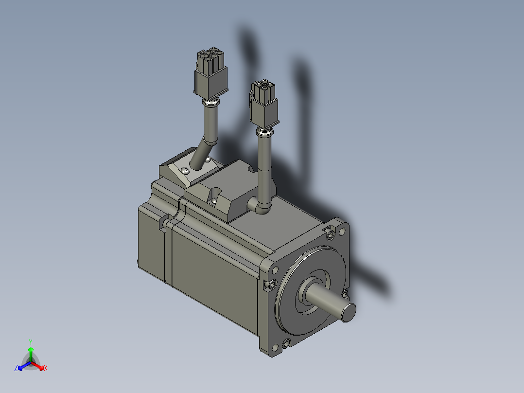200W MHMD伺服马达正等轴测图