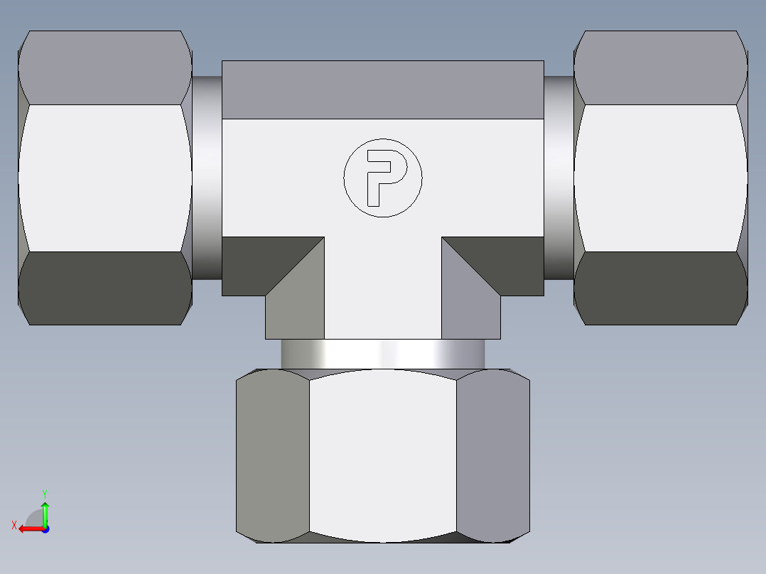 卡套式工业通用硬管接头EO_Union_tee_T16SCF后视图