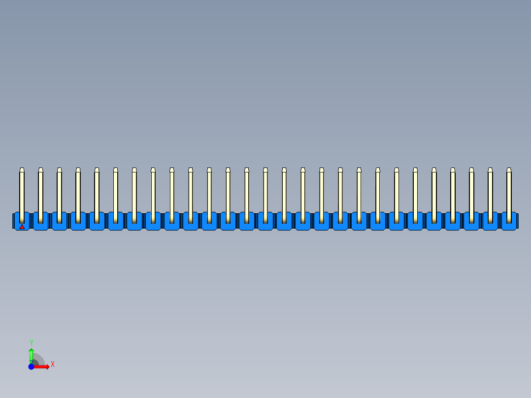 彩色公排针 100mil 2.54mm 系列-DS1022_blue_27p_100mil_TypeU_rev1.0前视图
