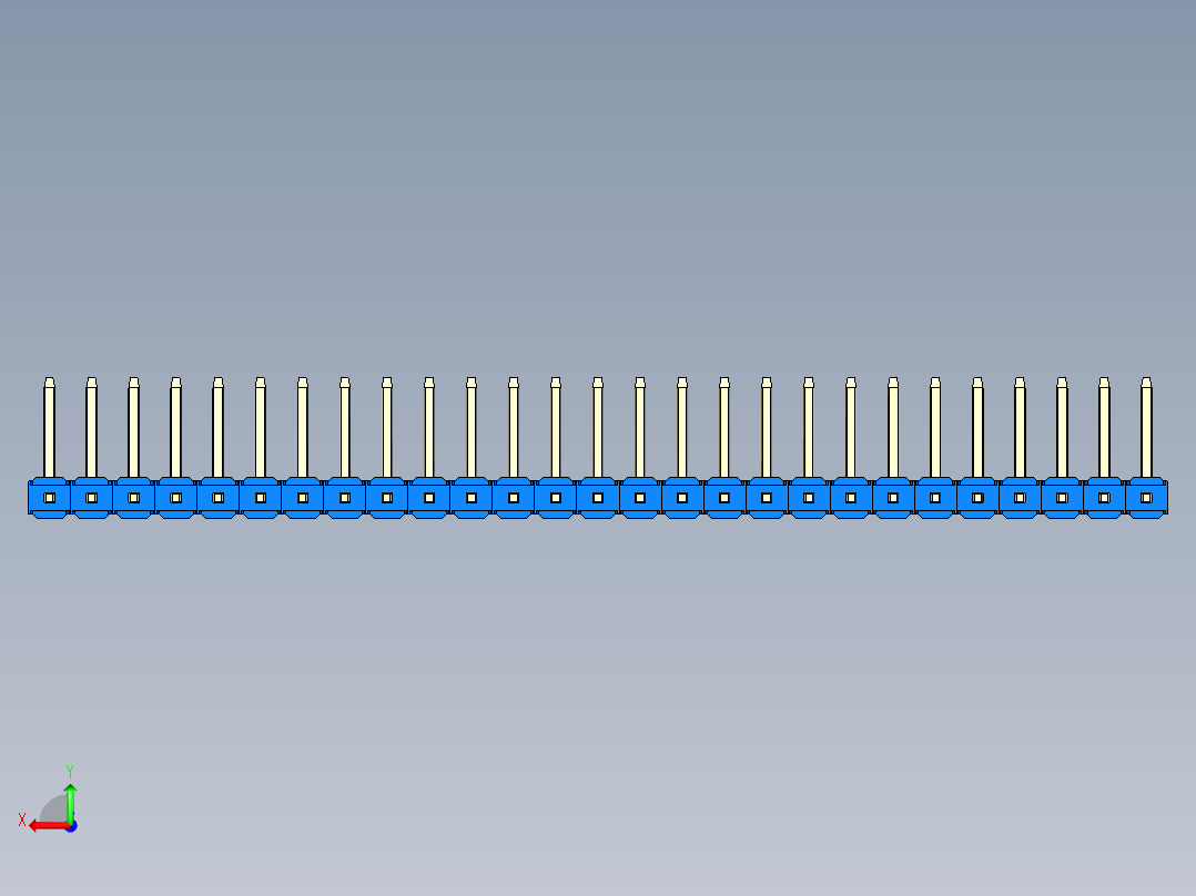 彩色公排针 100mil 2.54mm 系列-DS1022_blue_27p_100mil_TypeU_rev1.0后视图