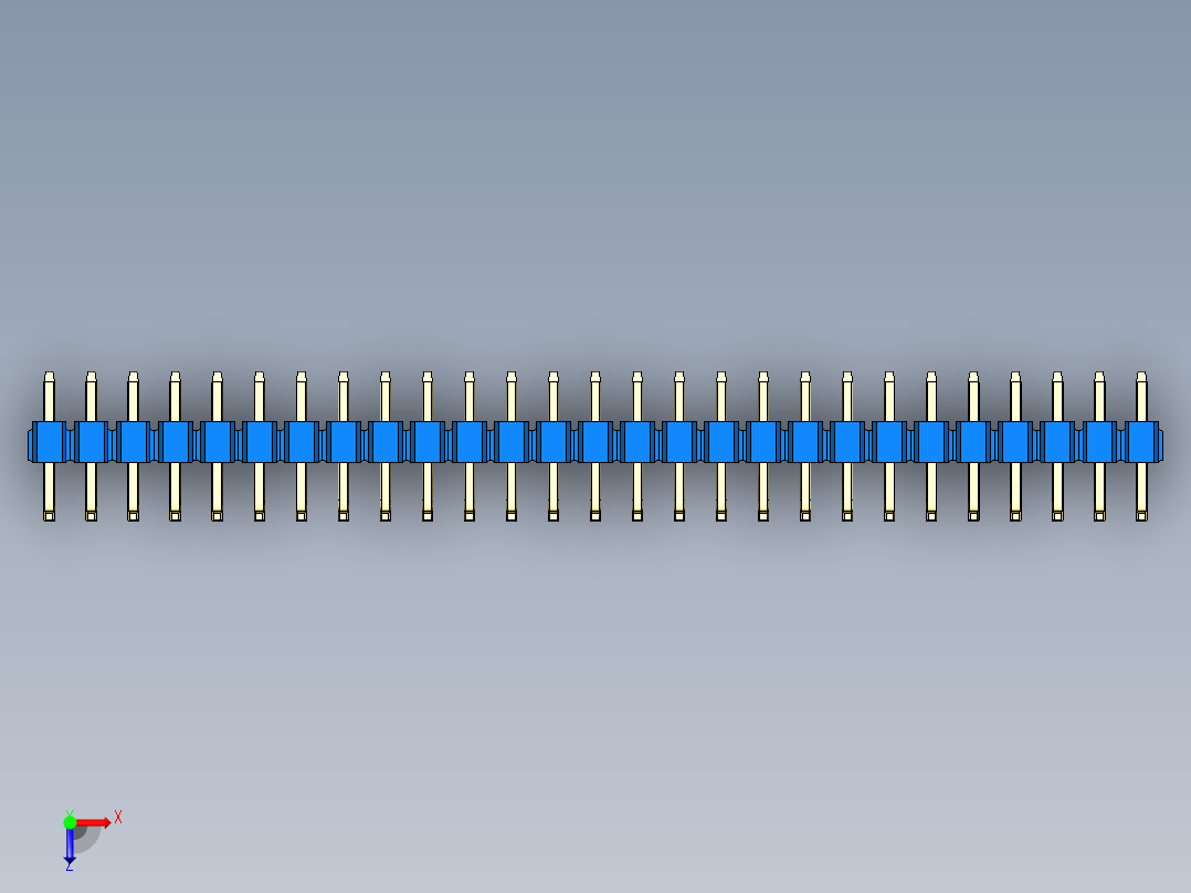 彩色公排针 100mil 2.54mm 系列-DS1022_blue_27p_100mil_TypeU_rev1.0俯视图