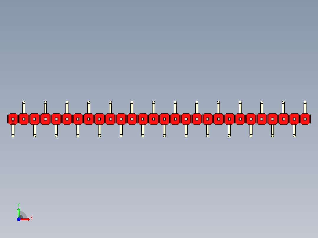 彩色公排针 100mil 2.54mm 系列-DS1022_red_28p_100mil_Type_SMT_R2_rev1.0前视图
