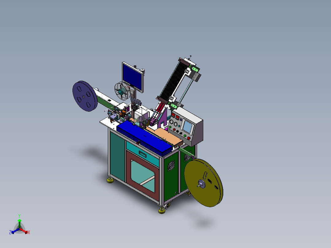 全自动SMD编带测试包装机正等轴测图