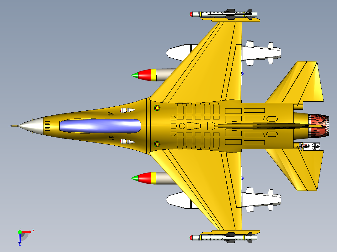 猎鹰F16战斗机模型图俯视图