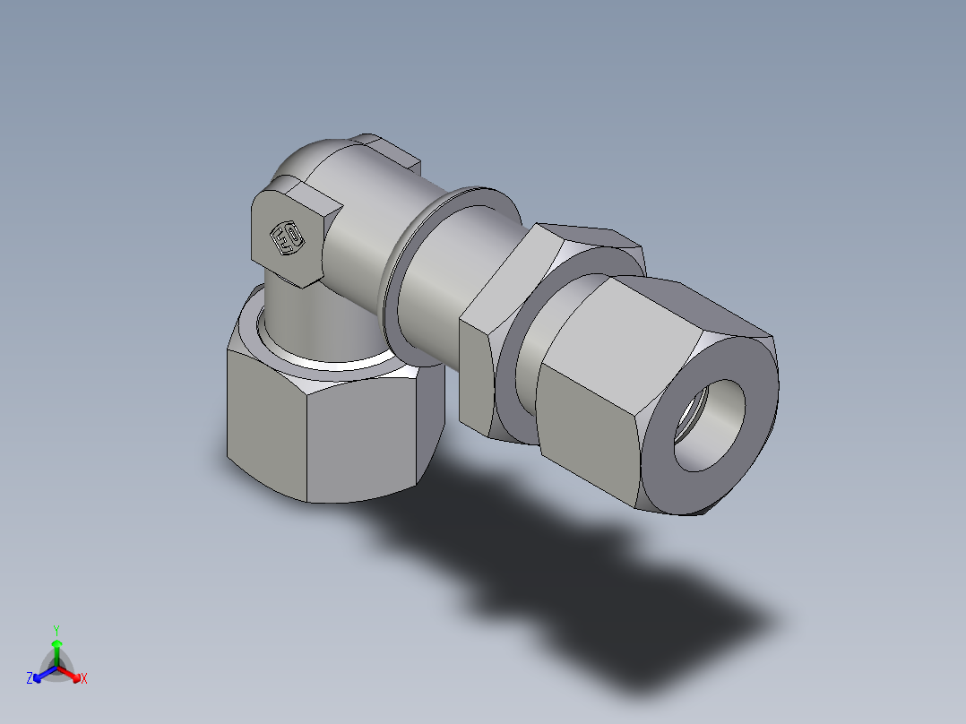 卡套式工业通用硬管接头EO_Bulkhead_elbow_WSV14ZS71正等轴测图