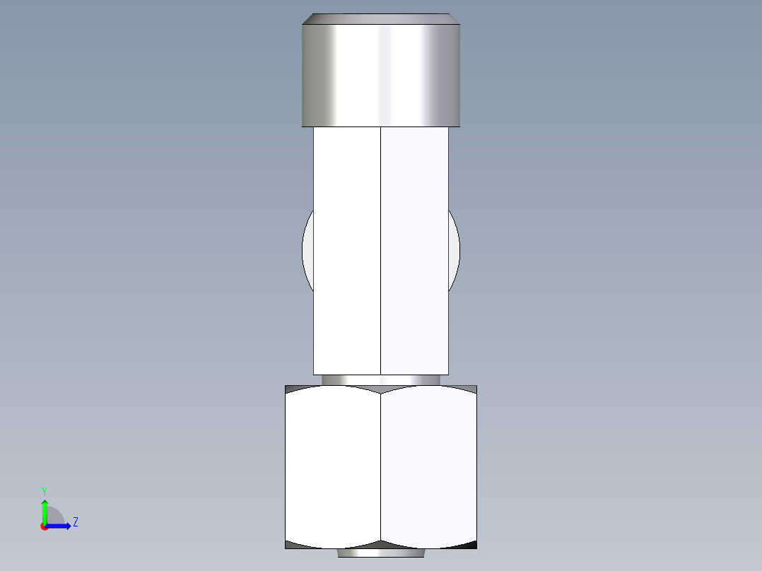 卡套式工业通用硬管接头EO_Swivel_nut_run_tee_EL08LOMDCF左视图