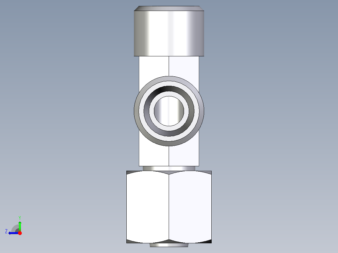 卡套式工业通用硬管接头EO_Swivel_nut_run_tee_EL08LOMDCF右视图