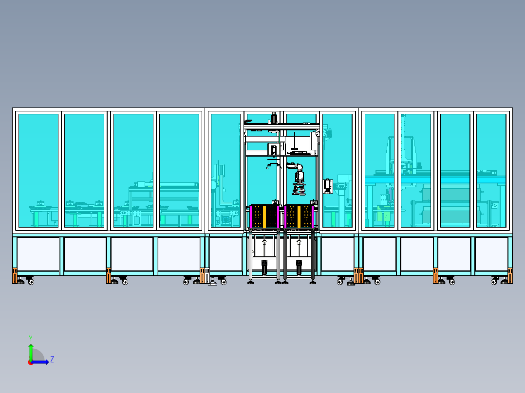 储能电池模组端板及绝缘板上料生产线Catia左视图