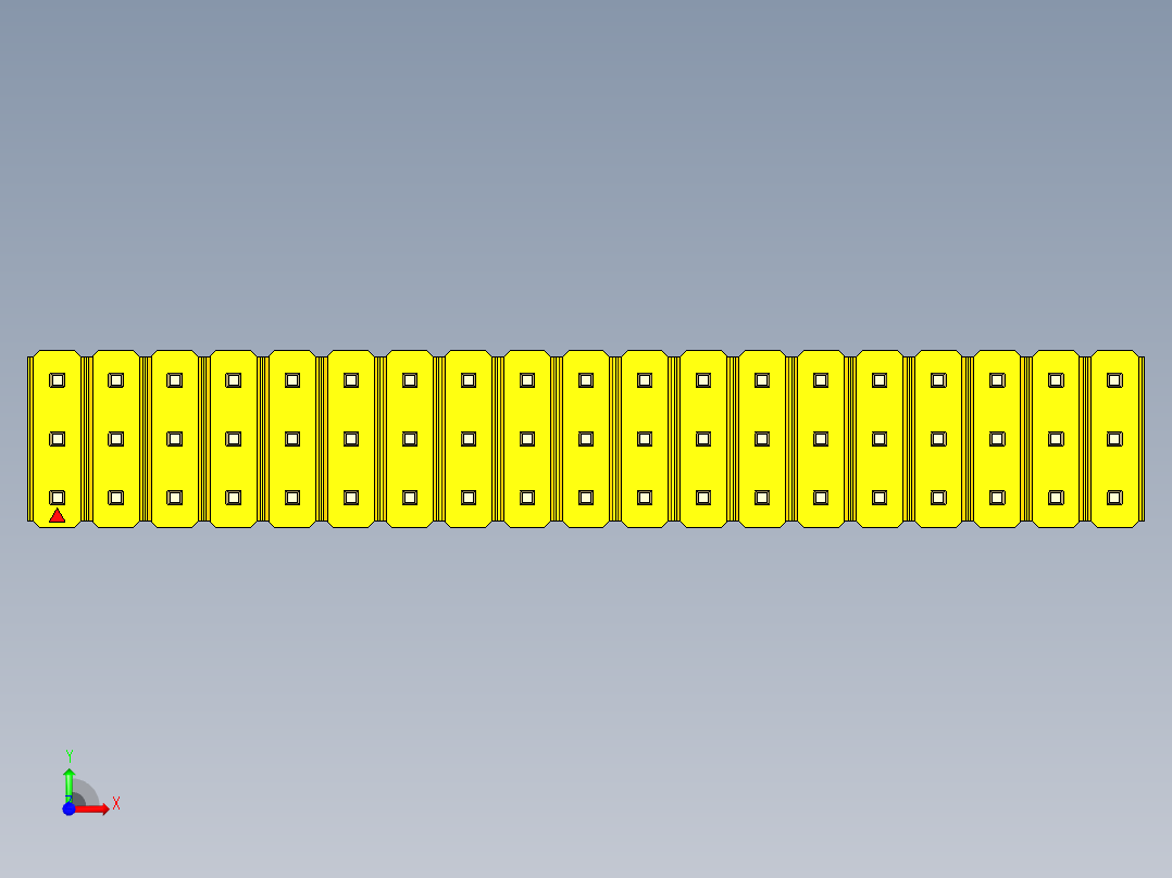 彩色公头100mil（2.54mm）系列-DS1021_yellow_3x19p_100mil_Type19_rev1.0前视图