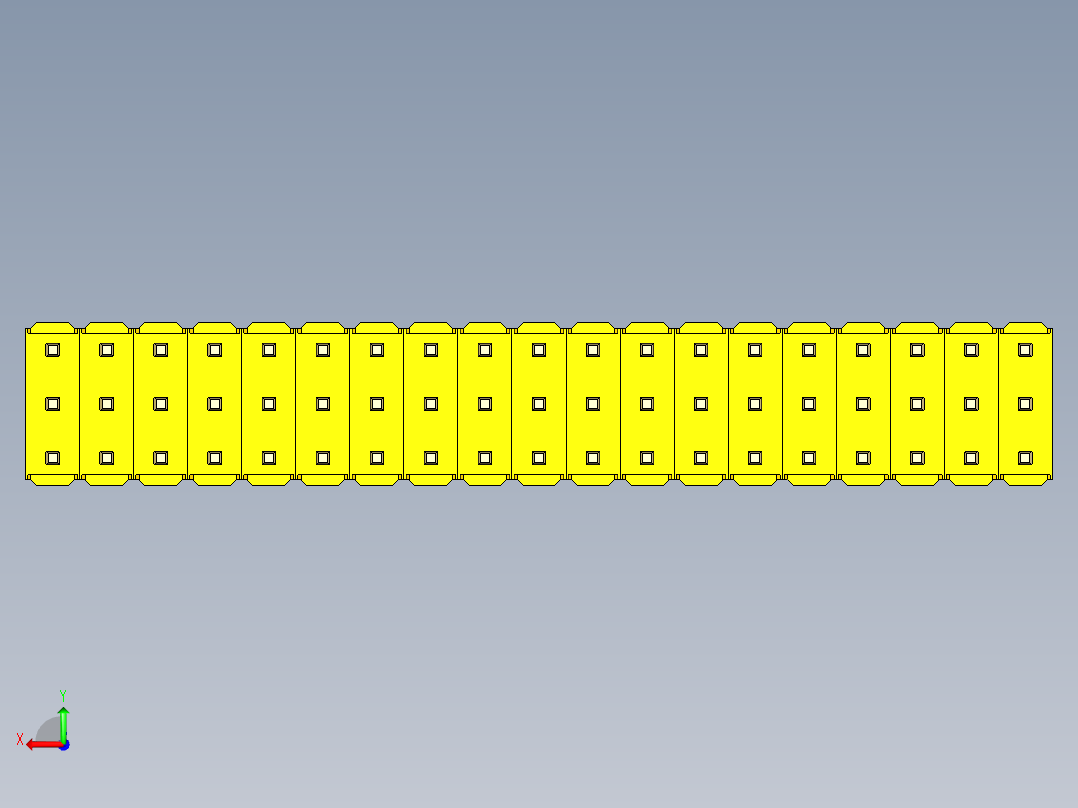 彩色公头100mil（2.54mm）系列-DS1021_yellow_3x19p_100mil_Type19_rev1.0后视图