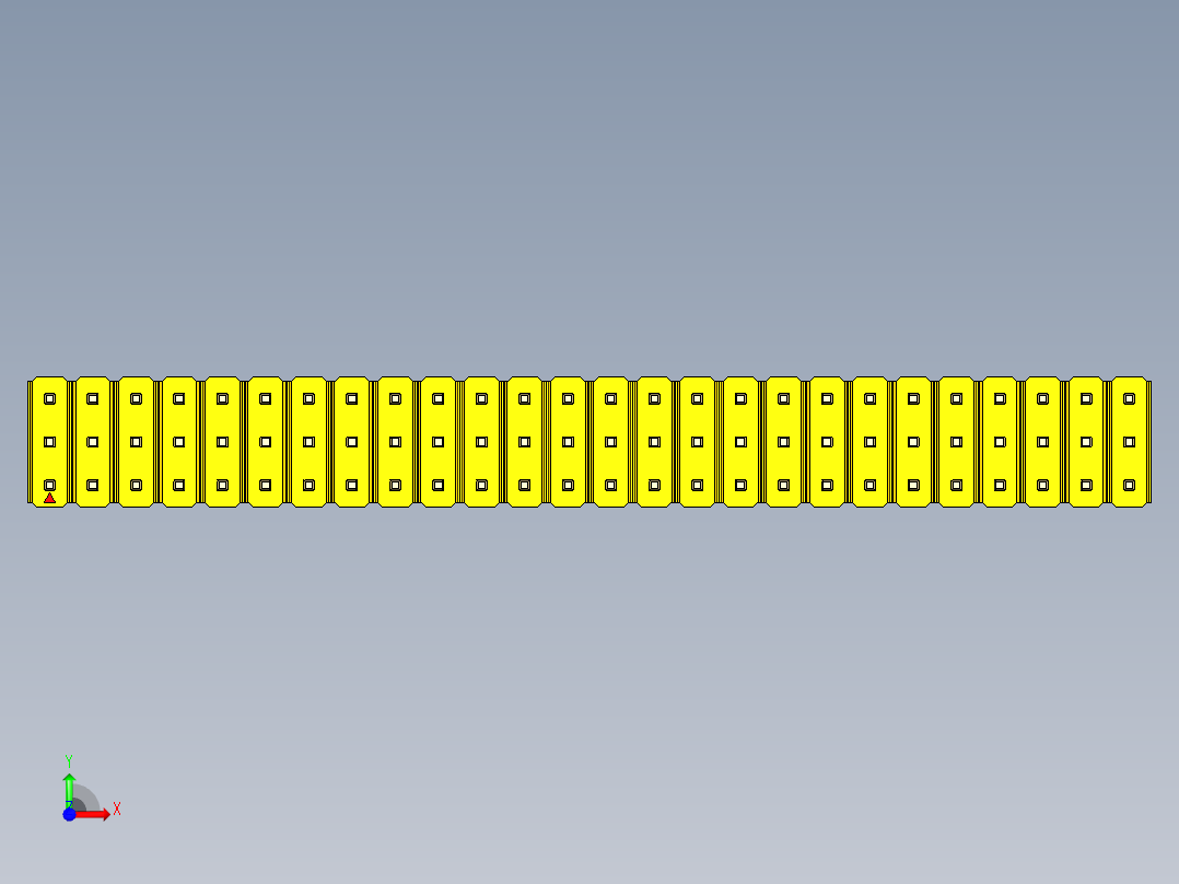彩色公头100mil（2.54mm）系列-DS1021_yellow_3x26p_100mil_Type5_rev1.0前视图