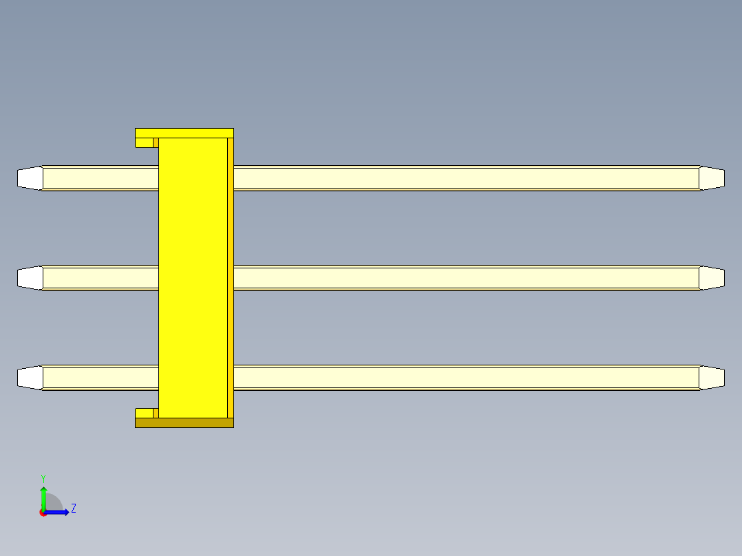 彩色公头100mil（2.54mm）系列-DS1021_yellow_3x26p_100mil_Type5_rev1.0左视图